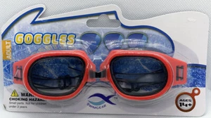 Occhiali da nuoto Swimgear regolabili NUOVI lenti PC senza lattice montatura rossa - Foto 1 di 3