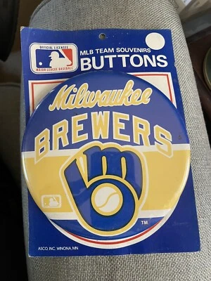 De colección 1980 Milwaukee Brewers 6” Pin Botón MLB Béisbol Nuevo de Lote Antiguo 1982 Robin Yount Foto 1 de 3
