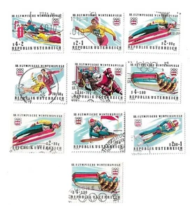 Austria postage stamps 1975 Winter Olympics x 10, used, off paper - Picture 1 of 1