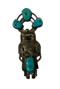 Vintage Indianer Navajo Sterlingsilber Türkis Kachina Ring Harry Bert - Bild 1 von 8