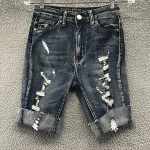 VIP Jeans Girls Distressed Ripped Cuffed Bermuda Shorts Size 5/6 - Picture 1 of 10