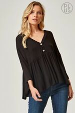Andree By Unit V-Neck 3/4 Sleeve Knit Top Plus Size