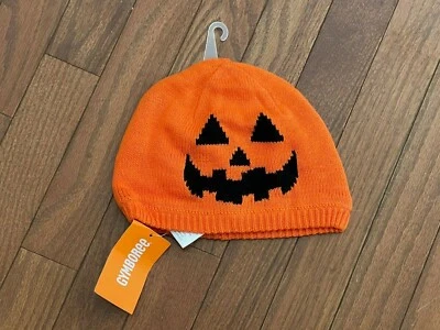 全新 Gymboree 儿童橙色针织南瓜 Jack O 灯笼帽子 尺寸 2T 3T — 第 1/4 张图片