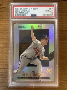 1997 E-X 2000 #57 Greg Maddux Credentials #/299 PSA 8 NM-MT - Picture 1 of 4