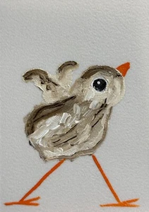 ACEO Original Painting, Bird Impressionism Oil Art, ATC, Birdie Animal, Small - Picture 1 of 1