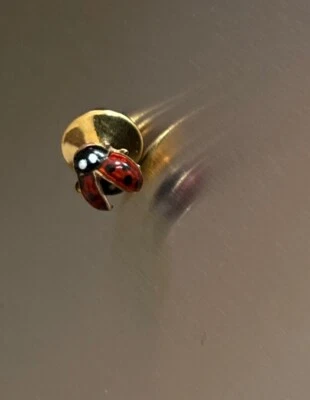 Vintage 14k Gold Red Enamel Lady Bug Tie Tack Pin Germany Gayer Krauss GK - Image 1 of 4