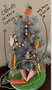 Set of 3 medium size CARROTS EASTER DECOR: 8.5 ” fabric bunch - Picture 1 of 5