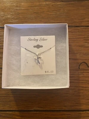 NUEVO Collar Colgante Cruz Kohl's Plata Esterlina Originalmente $45.00 Elegante Foto 1 de 2