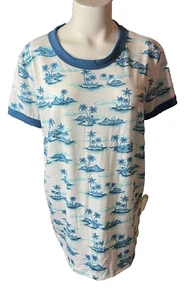 New Woman's LuLaRoe Size XLarge White Teal Palm Pattern Short Sleeve LIV Top - Picture 1 of 3