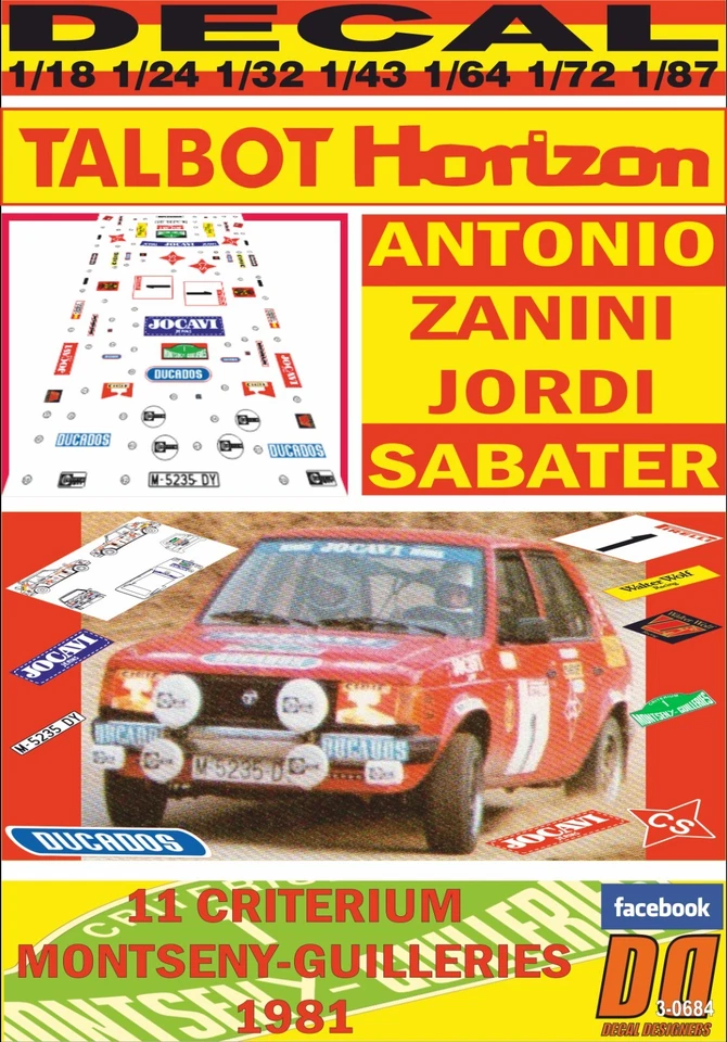 DECAL TALBOT HORIZON A.ZANINI C.MONTSENY-GUILLERIES 1981 5th (08) - Image 1 of 1