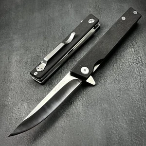 VORTEK VANGUARD Black G10 Large 4" Blade EDC FAST Folding Flipper Pocket Knife - Picture 1 of 8