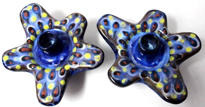 Пара подсвечников San Antonio Palopo радужная керамика РЕДКИЕ винтажные #WS-5 - Изображение 1 из 4