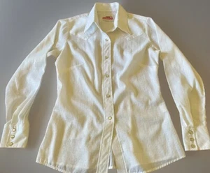 Western Pearl Snap Shirt Womens Medium White Cowgirl Vintage Go West - Picture 1 of 9