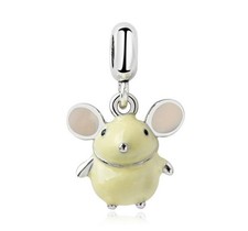 1pcs silver mouse CZ European Charm Beads fit 925 Bracelet Necklace Pendant