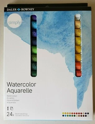 New Daler Rowney Paints Simply Watercolor Aquarelle Paint Set - 24 x 12ml Tubes  - Image 1 of 4