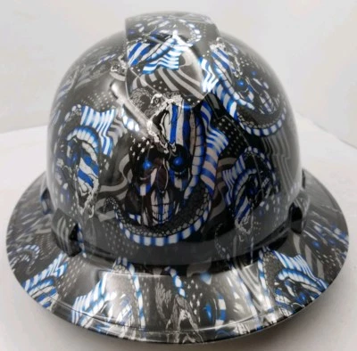 Sombrero duro de ala completa personalizado hidro sumergido, delgada línea azul bandera de estados unidos aprobado por osha  Foto 1 de 4