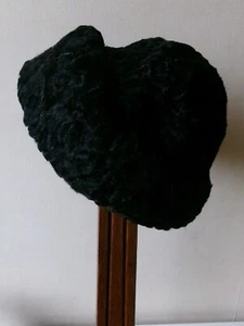 Vintage Womens 1950s Shell Shaped Hat. Black Astrakhan Sheepskin. Lined. - Picture 1 of 8