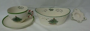 SPODE Christmas Tree Bowl, Cup & Saucer & Tea Light Holder LOT - Picture 1 of 8