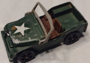 Vintage Corgi Juniors Whizzwheels Military Green Willys Jeep 1:64 Scale Diecast 