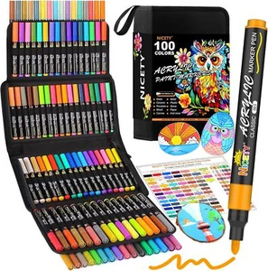NICETY 100 Colors Acrylic Paint Pens Paint Markers, 3mm Medium Tip Paint Markers - Picture 1 of 7