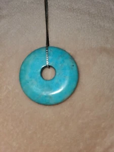 Wondering Sterling Silver And Natural Larimar Necklace 18' Long - Picture 1 of 3