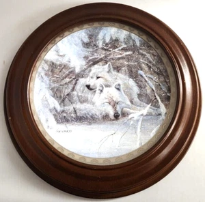 Framed Wolf Collector Plate Winter Lullaby Peace On Earth Duane Geisness - Picture 1 of 8