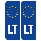 Pair of Road Legal Reflective Euro LT Lithuania Car Badge Vinyl Stickers