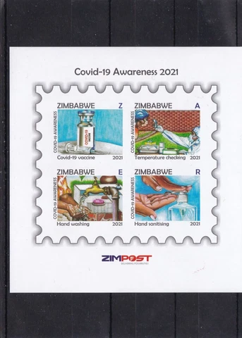 Zimbabwe mnh imperforated souvenir sheet medicine, pandemic 2021 Cover