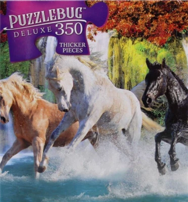350 Pieces Jigsaw Puzzle Horses River Runners Puzzlebug Deluxe 20 X 12 - Image 1 of 3