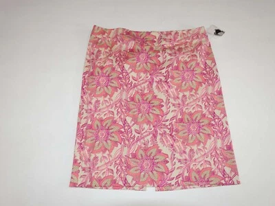 Jaclyn Smith Women's Straight Pencil Skirt Size 14 NWT Pink Beige Floral Cotton - Image 1 of 4