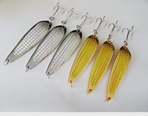 Señuelos de pesca de 2 oz de fundición de 3 cucharas de cocodrilo de oro y 3 de plata 6 piezas - Imagen 1 de 2