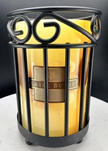 Candle Claire Burke Peaches & Dreams Botanical Pillar Wrought Iron Holder NOS - Picture 1 of 12