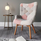 Accent Chair / Rocking Chair Multicolor Patchwork Linen Tufted W/ Wooden Legs