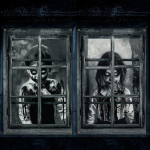 2pcs/set Scary Halloween Curtain for Indoor Outdoor Party Wall Door Decoration - Picture 1 of 6