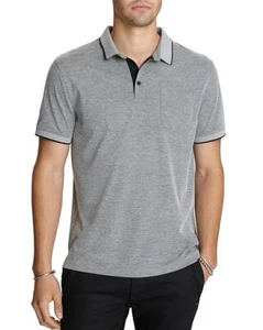 NUEVA CAMISA POLO JOHN VARVATOS GRIS TRUENO CONTRASTE BORDE PIQUE CAMBRIDGE TALLA 2XL - Imagen 1 de 3