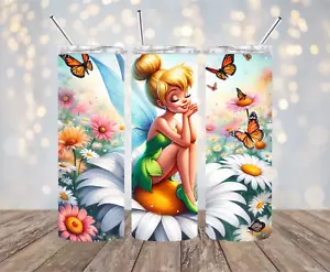 Bicchiere Tinker Bell on Daisy Inspired 20 oz in acciaio inox fatto a mano - Foto 1 di 1