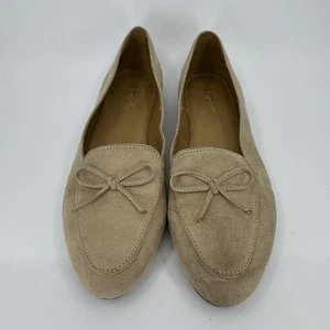 J. Crew Tan Beige Suede Loafers Bow Almond Toe Flats Shoes Women’s Size 7 - Picture 1 of 11
