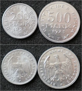 Monedas de Weimar de 200 y 500 marcos 1923 - como nuevas F (Stuttgart) - #A134 - Imagen 1 de 4