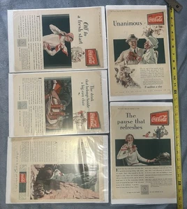 Lot 5~1920s Vintage Literary Digest Magazine Full Page Color Ads Coca-Cola Coke. - Picture 1 of 5