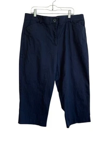 Counterparts Women’s Navy Capri Pants Size 14 Pockets Elastic Waist Zip Button - Imagen 1 de 2