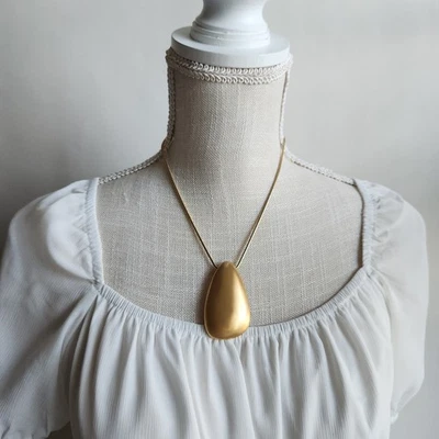 Premier Designs Gold Tone Teardrop Pendant on 18" Gold Tone Snake Chain - Image 1 of 4