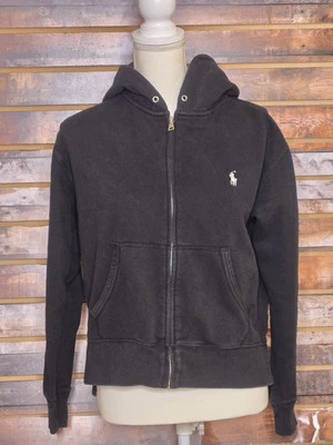 Sudadera con capucha para mujer Polo Ralph Lauren cremallera completa negra pequeña Foto 1 de 4