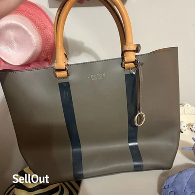 Bolso de Mano Oroton Sydney Mediano Gris con Acentos Negros para Mujer Foto 1 de 4