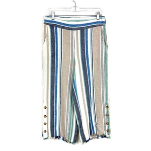 Zac & Rachel Linen Pants Crop Raw Hem Elastic Waist Beach Cruise Boho Medium - Imagen 1 de 5