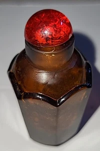 Antigua botella de tabaco hexagonal de vidrio rociado en oro 六棱形洒金琉璃鼻烟壶 h5 - Imagen 1 de 6