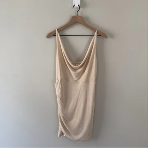 Anthropologie Mable beige drapiertes Faux Wickelkleid verstellbare Spaghettiträger M - Bild 1 von 12
