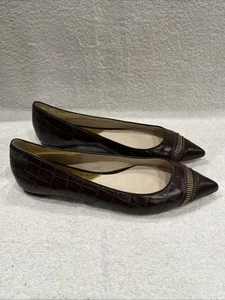NWB MICHAEL KORS Embossed Chain Detail Pointed Toe Flats Sz 8 - Picture 1 of 8