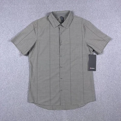 Lululemon Grid Light SS 衬衫男式中号灰色反光短袖全新带标签 — 第 1/4 张图片