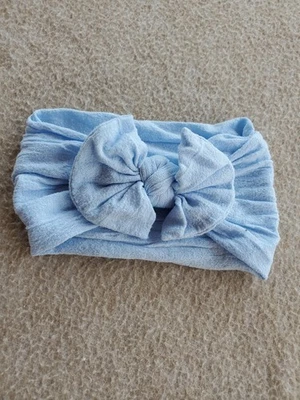 Infant Girl Light Blue Elastic Headband with Bow - Image 1 of 3