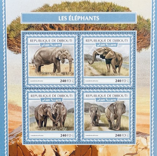 DJIBOUTI ELEPHANTS STAMPS 2017 MNH AFRICAN BUSH ELEPHANT WILD ANIMALS ...